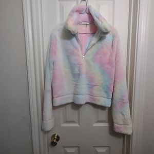 Rainbow plush pullover